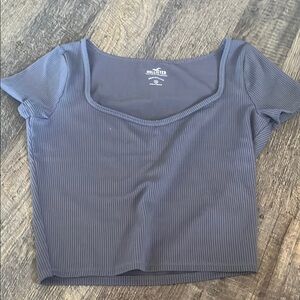 Hollister Gray Ribbed Crop Blouse